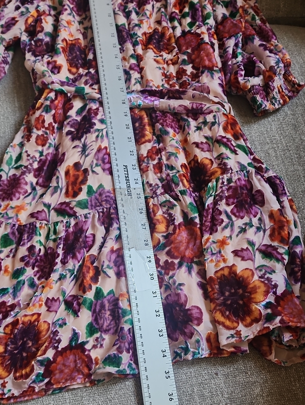 Hale Bob NWT Velvet Burnout Floral Mini Dress Pink Boho Romantic Size L - Picture 9 of 13